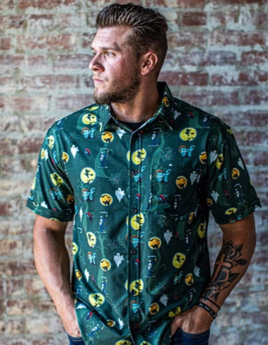 Halloween Green Button Down Button Down Greater Half